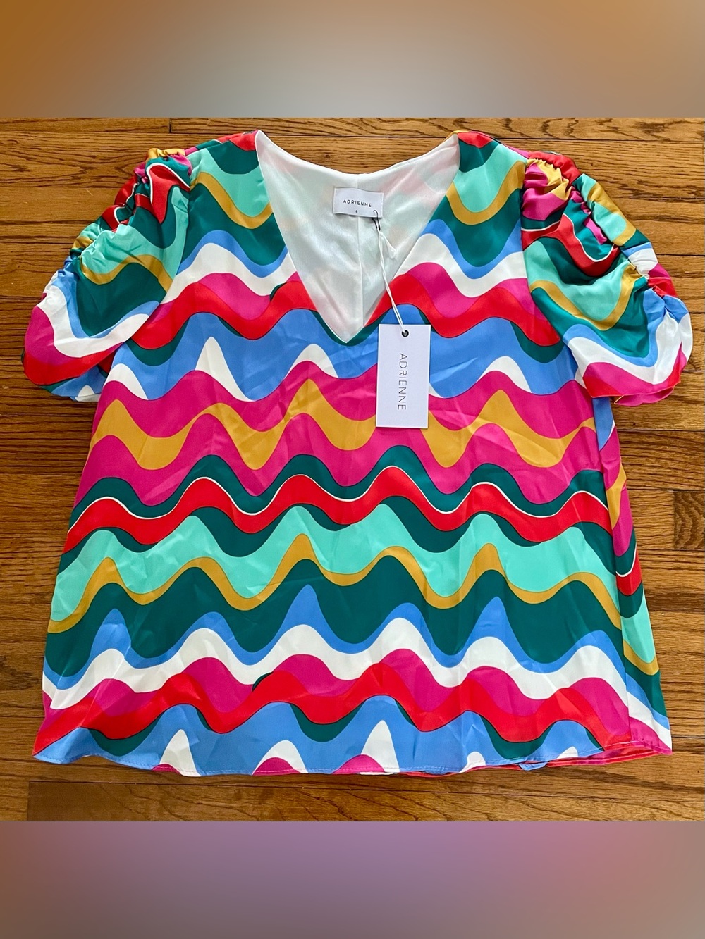 Adrienne Clothing Taylor Blouse Top Multicolor Colorful Fabric Women’s Small NWT